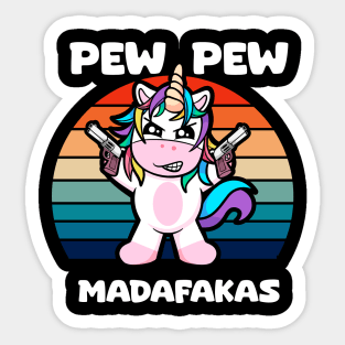 Magical Pew-Pew: Unleashing Unicorn Firepower Sticker